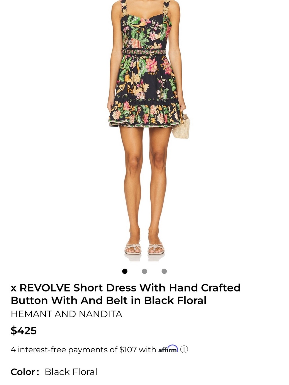 HEMANT & NANDITA Black Floral Mini Dress with Multi-Color Print